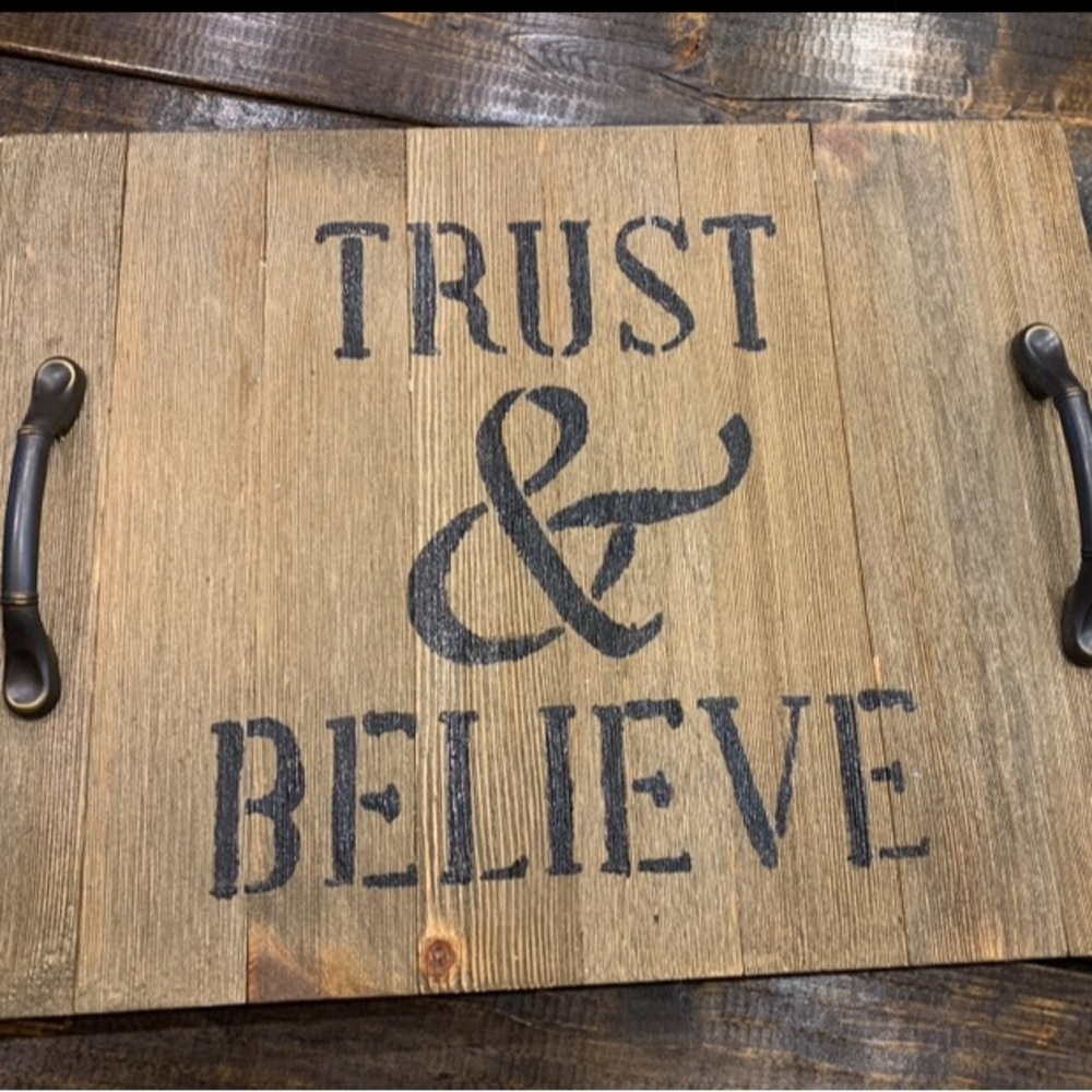 Rustic Wooden Serving Tray with Handles